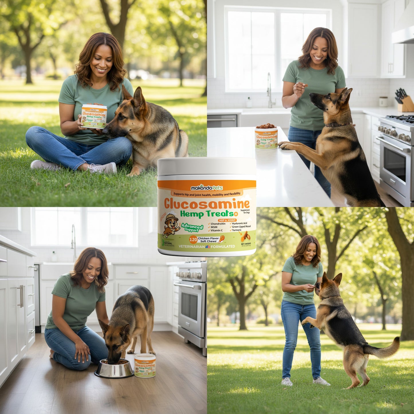 Glucosamine for Dogs Hip and Joint Supplement – 120 Hemp Oil Soft Chews with Chondroitin & MSM