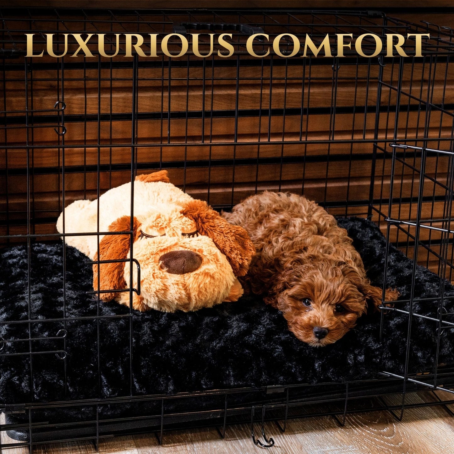 Black Orthopedic Dog Bed | Plush Washable Crate Pet Mat
