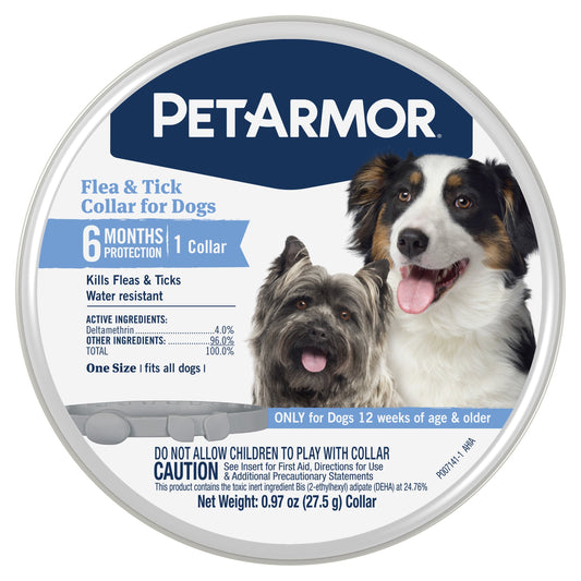 PetArmor Plus Flea and Tick Collar for Dogs | 6-Month Head-to-Tail Protection