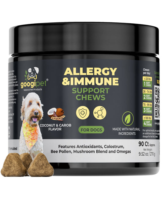 Dog Allergy Relief and Immune Support Chews: Coconut & Carob Flavor | 90 Count