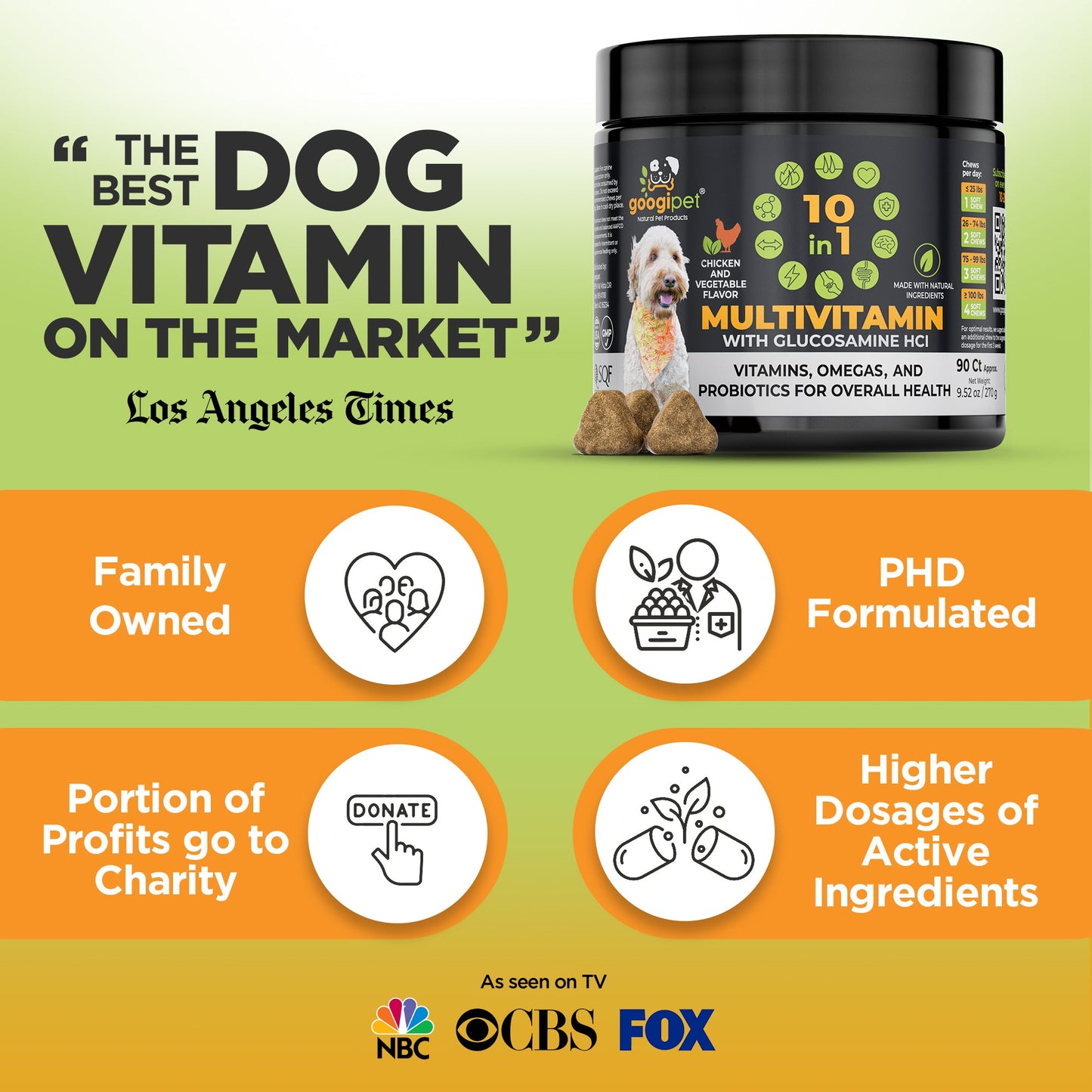10-in-1 Dog Multivitamin Chews with Probiotics: Chicken Flavor | 90 Count