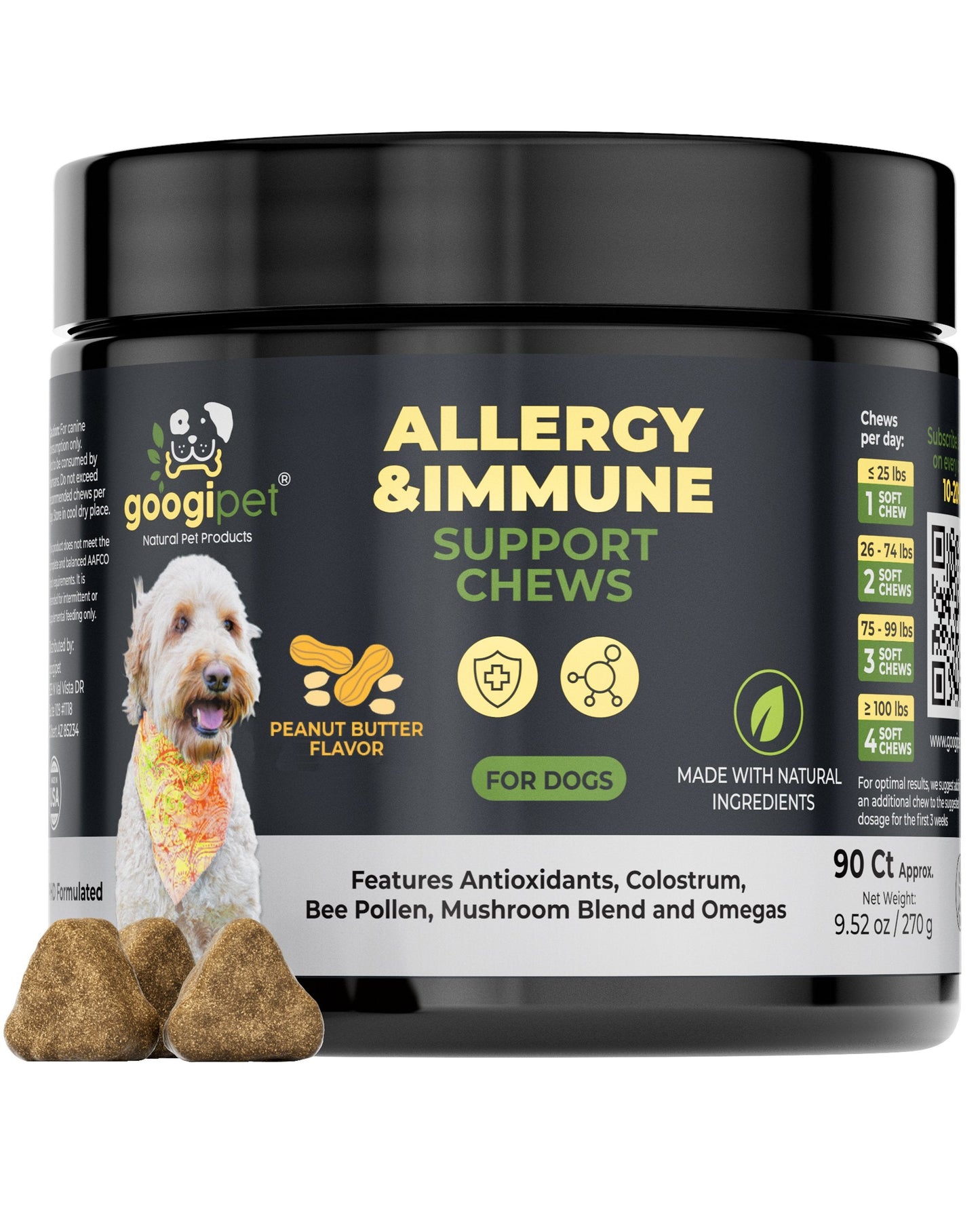 Allergy & Immune Support Chews for Dogs: Itch Relief with Colostrum and Probiotics | 90 Count