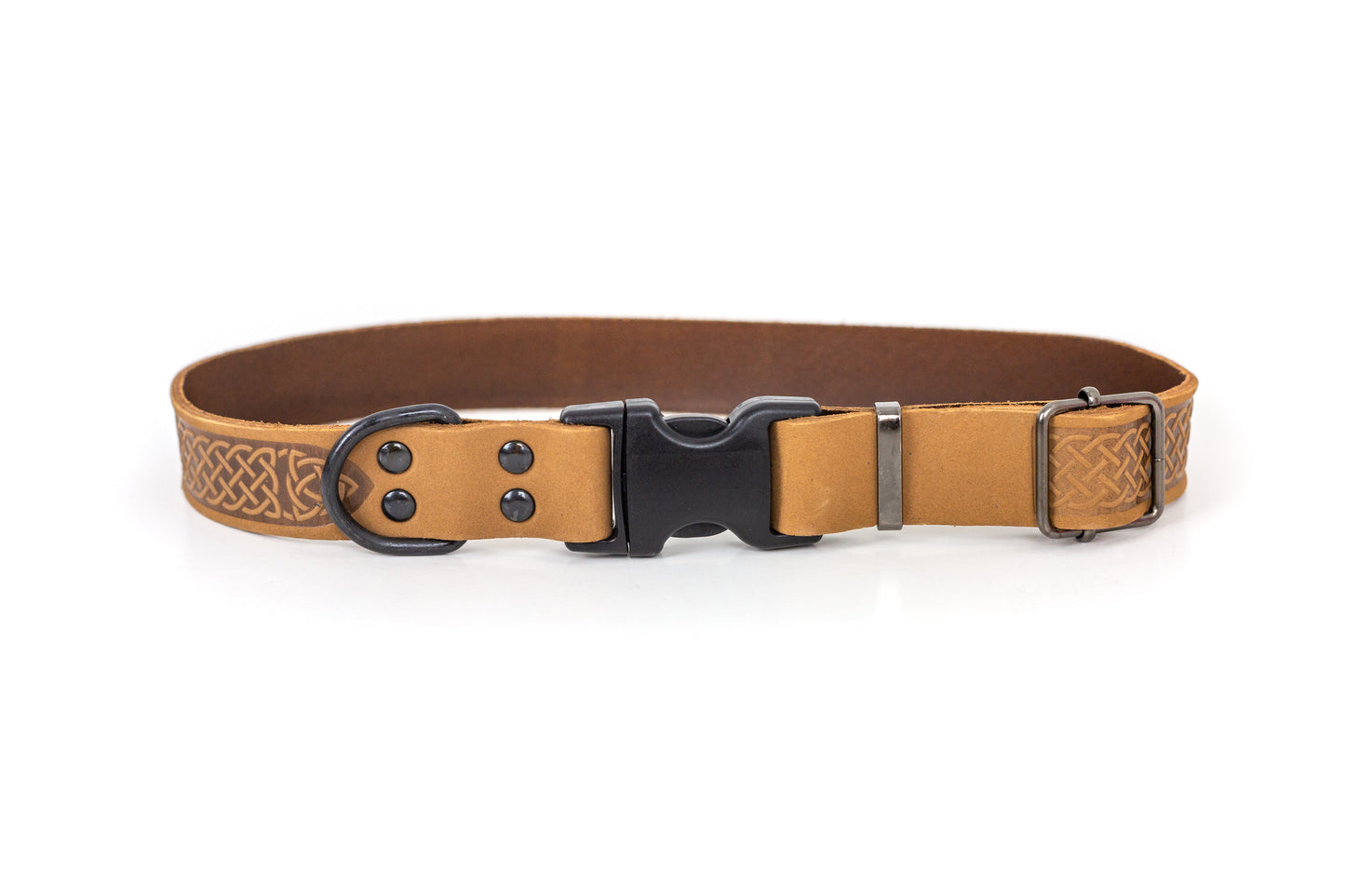 Quick-Release Buckle Collar - Celtic Sport Khaki Leather Dog Collar