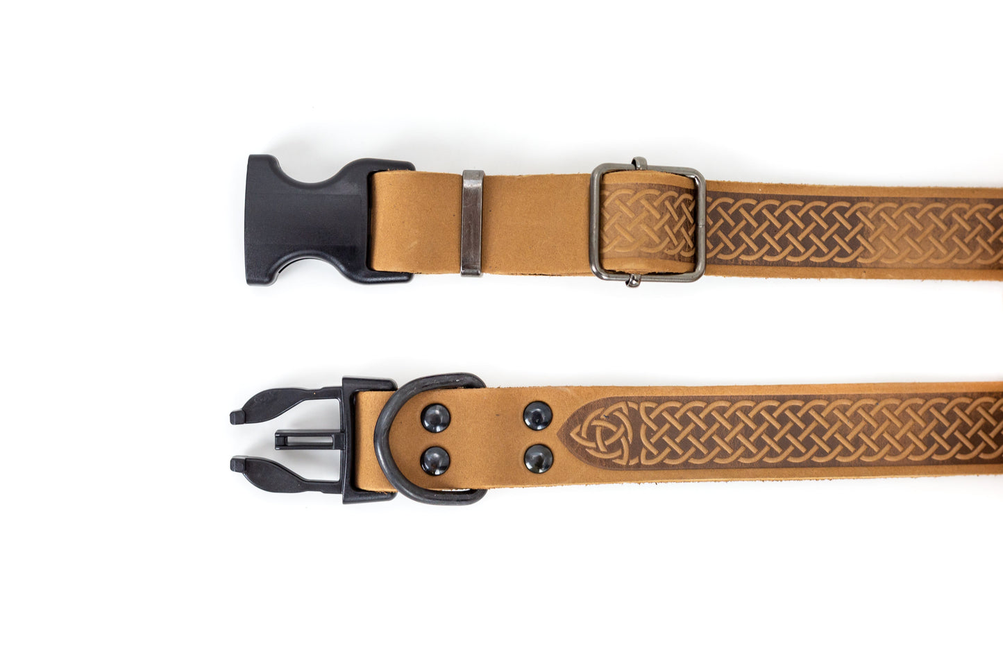 Quick-Release Buckle Collar - Celtic Sport Khaki Leather Dog Collar