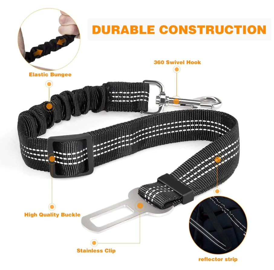 Reflective Dog Car Safety Belt Leash | Night-Visible Vehicle Travel Tether