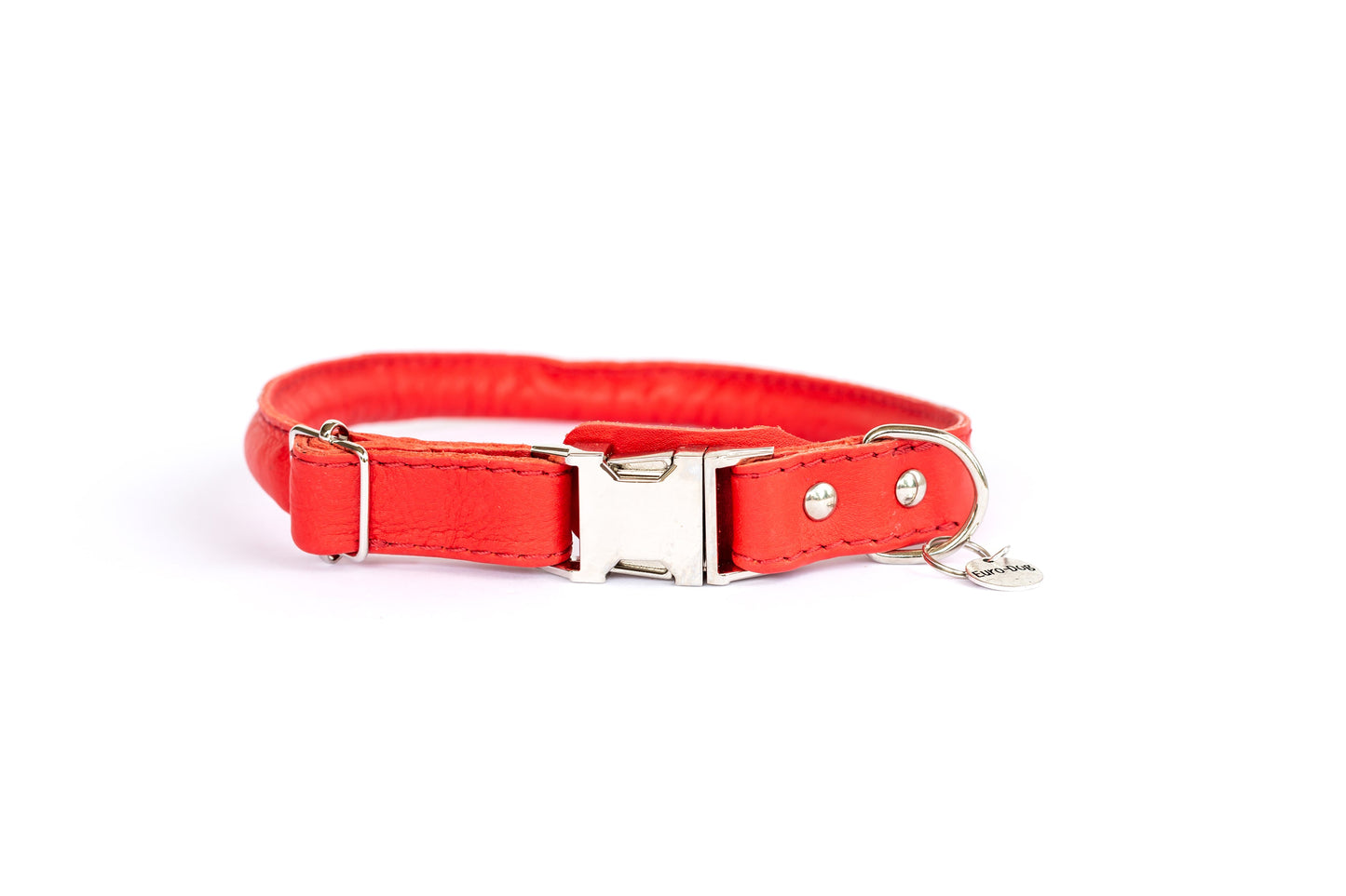 Red Leather Dog Collar - Quick-Release Dog Collar