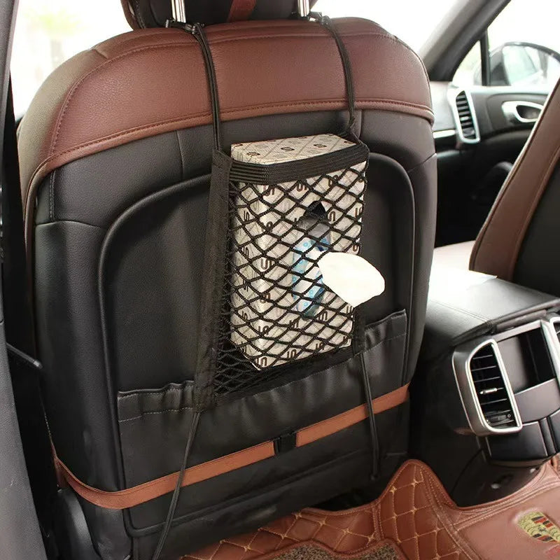 Car Storage Net Bag and Pet Divider for Dogs | Flexible Between Seat Organizer