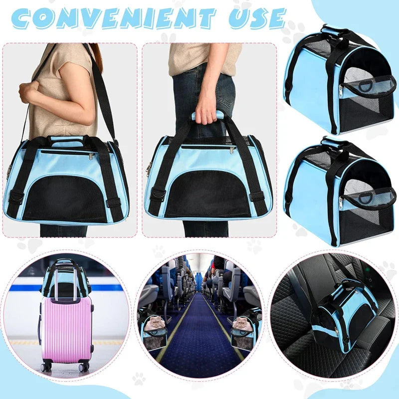 Foldable Pet Carrier Bag, Soft-Sided Travel Tote | Airline Approved S/M/L