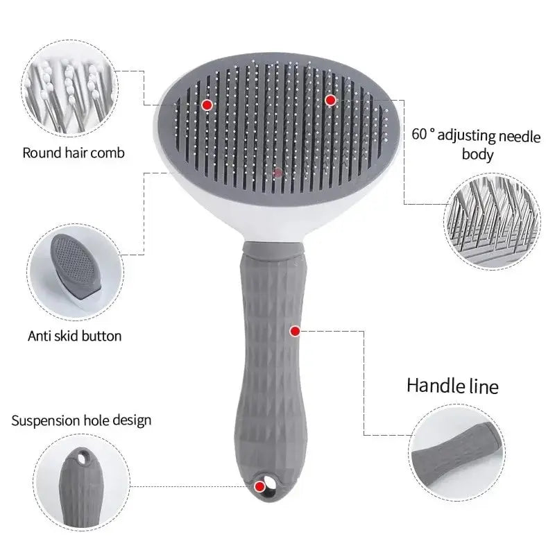 Self-Cleaning Pet Brush | Dog & Cat Hair Shedding Comb