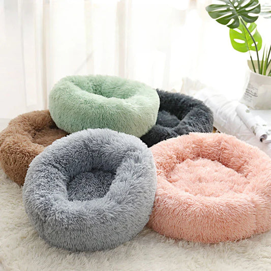 Round Plush Dog Bed | Warm Winter Pet Nest for Cats & Dogs | 40cm-80cm