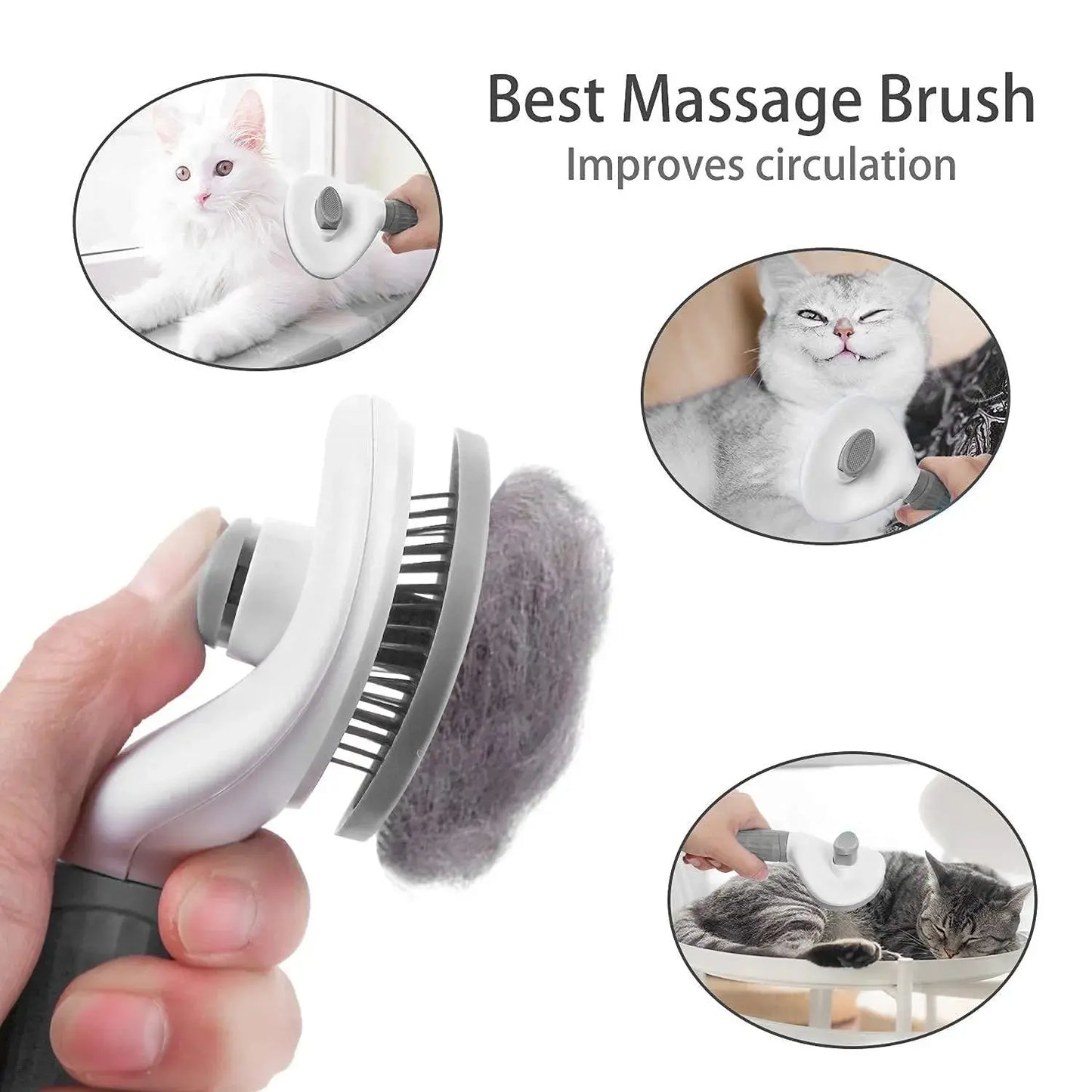Self-Cleaning Pet Brush | Dog & Cat Hair Shedding Comb
