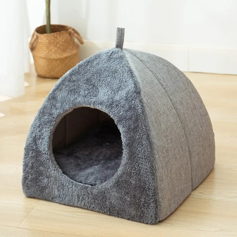Heated Cat Bed, Self-Warming Triangle Cave | Cordless Winter Nest