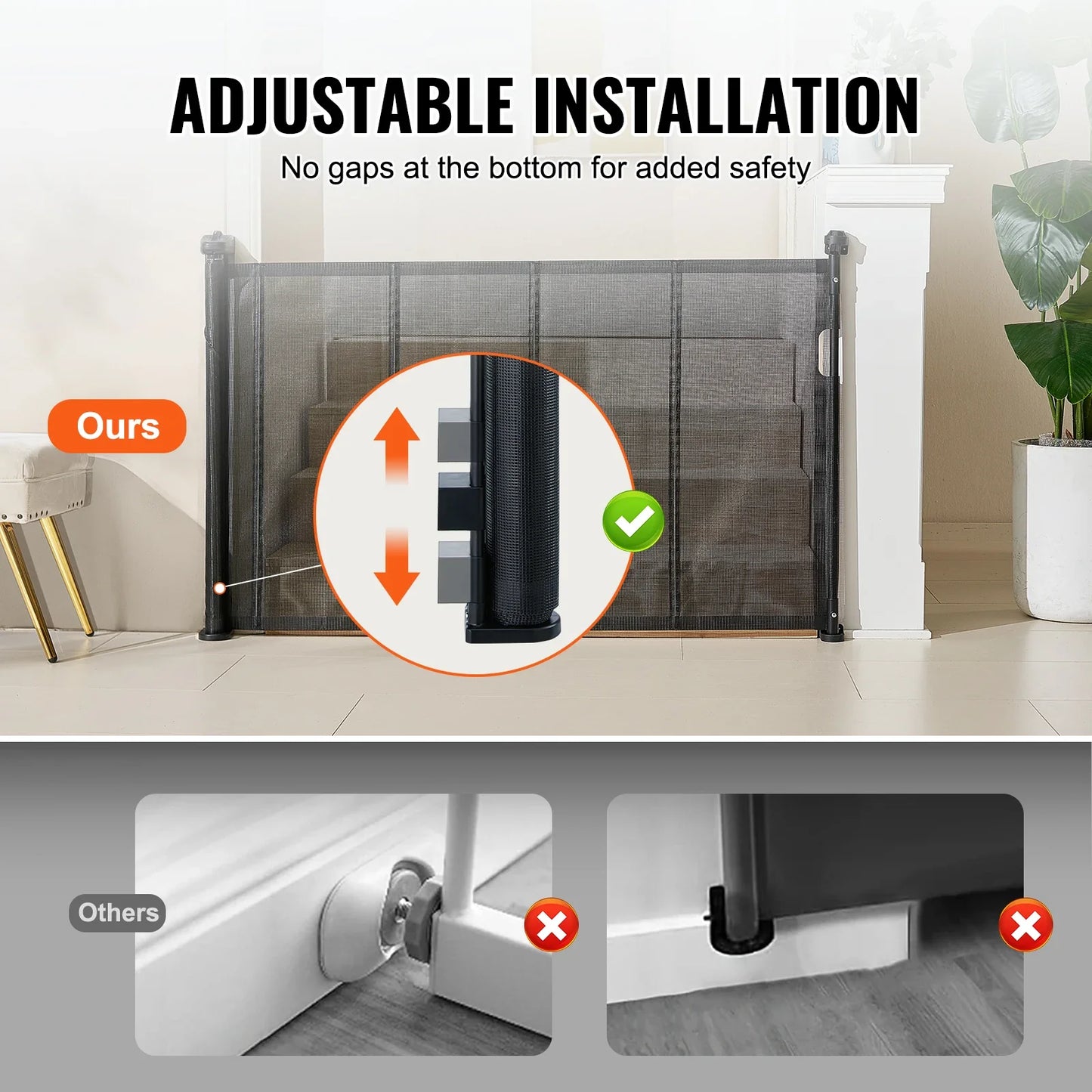 Retractable Dog Gate | Extra Wide Mesh Pet Barrier up to 116"