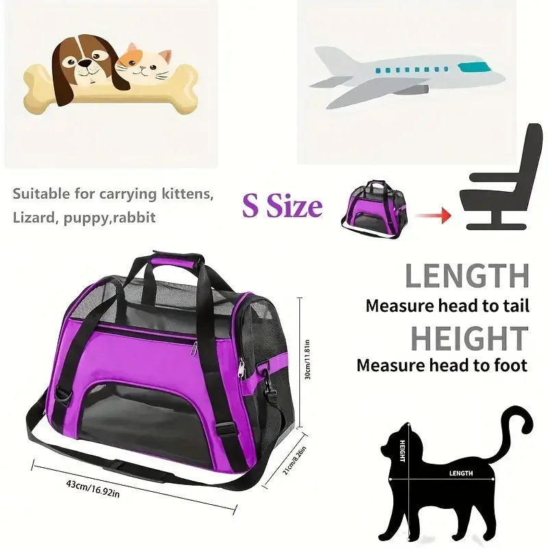 Portable Dog & Cat Travel Carrier, Bluet Breathable Mesh Pet Bag | Airline-Approved Carrier