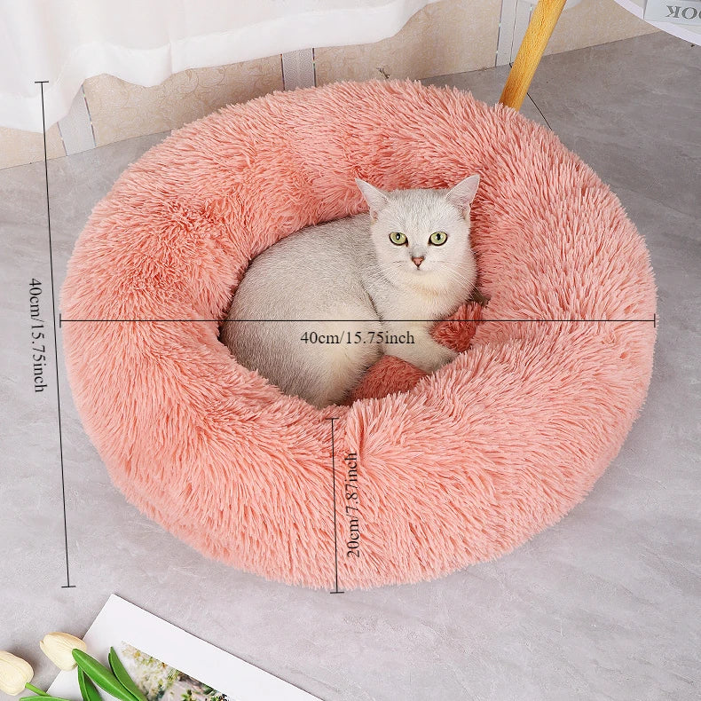 Round Plush Dog Bed | Warm Winter Pet Nest for Cats & Dogs | 40cm-80cm