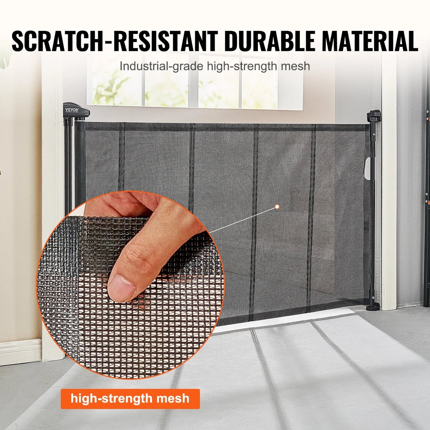 Retractable Dog Gate | Extra Wide Mesh Pet Barrier up to 116"