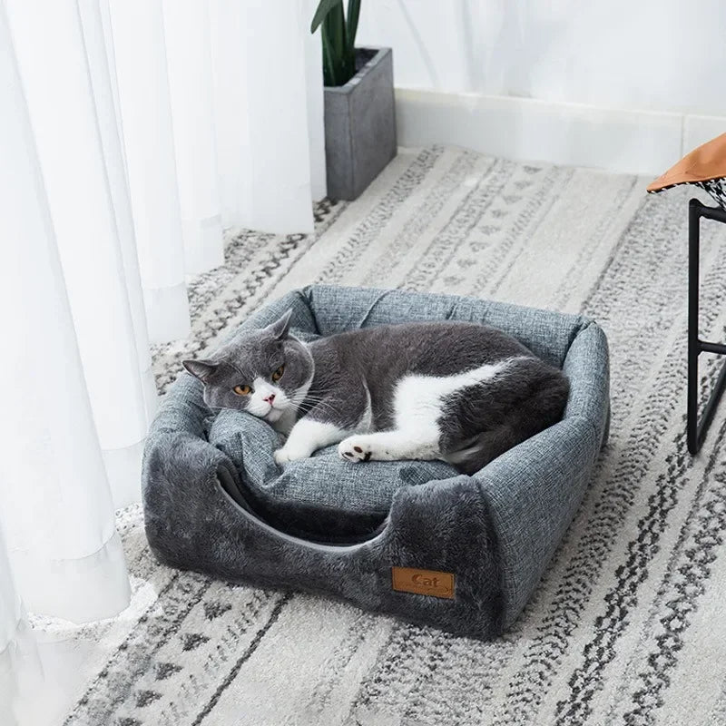 Heated Cat Bed, Self-Warming Triangle Cave | Cordless Winter Nest