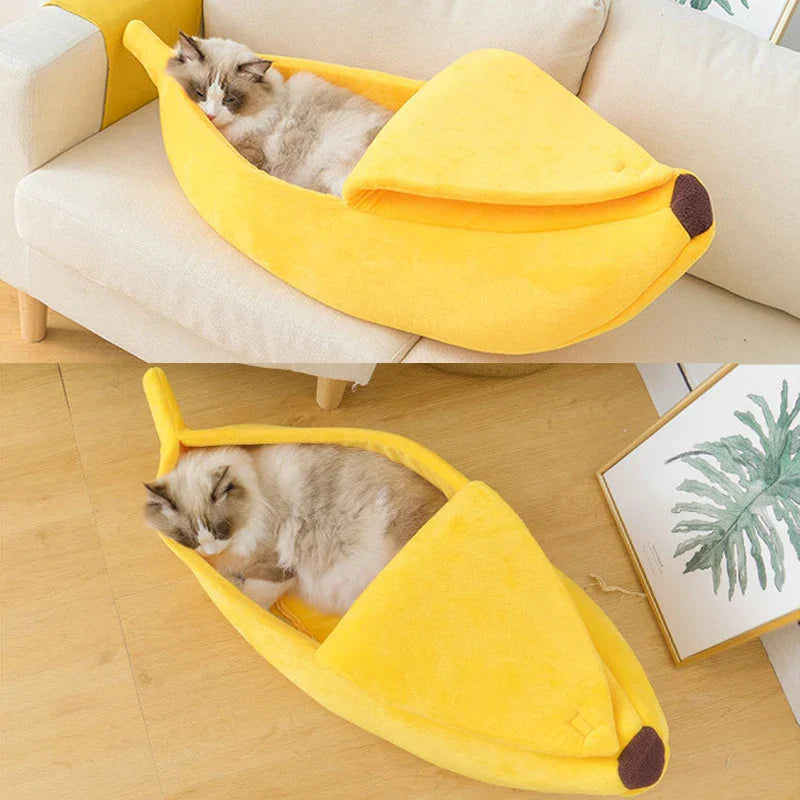 Banana Cat Bed House, Cute & Cozy Hideaway | Peelable Novelty Nest