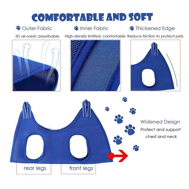Dog & Cat Grooming Hammock | Stress-Free Hanging Pet Restraint Bag