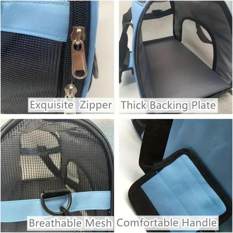 Portable Dog & Cat Travel Carrier, Bluet Breathable Mesh Pet Bag | Airline-Approved Carrier