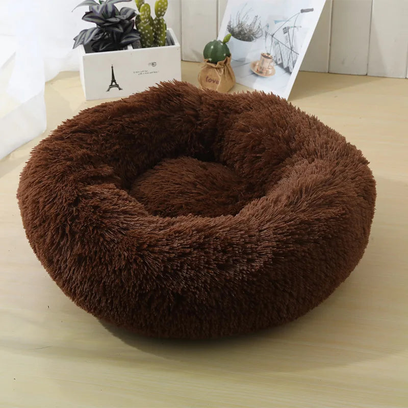 Round Plush Dog Bed | Warm Winter Pet Nest for Cats & Dogs | 40cm-80cm