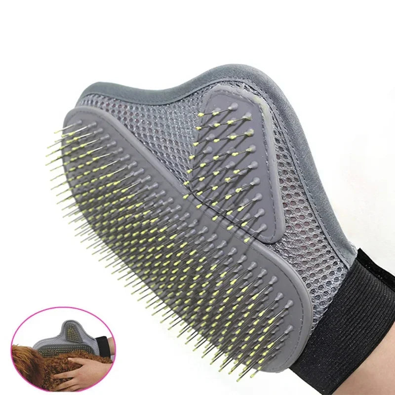 Pet Grooming Glove Hair Removal & Bathing | Dog & Cat Deshedding Brush