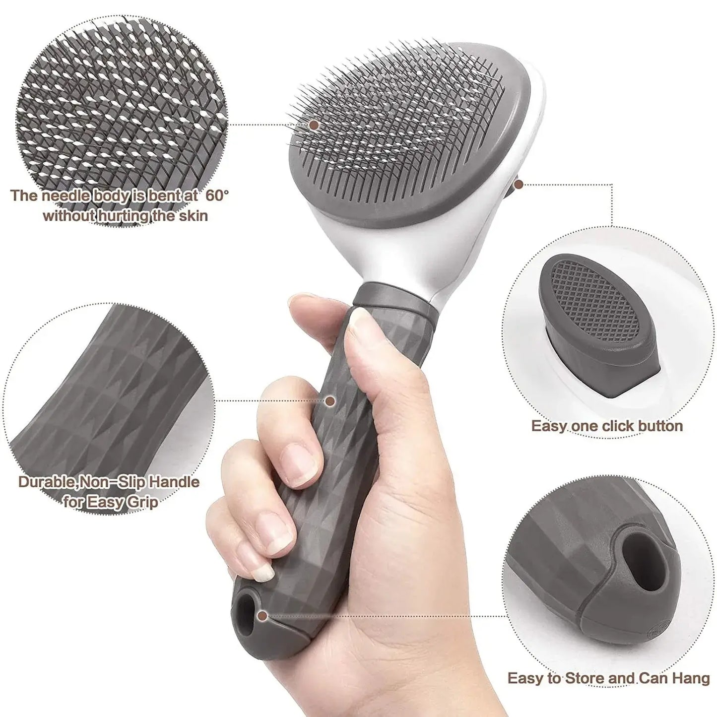 Self-Cleaning Pet Brush | Dog & Cat Hair Shedding Comb