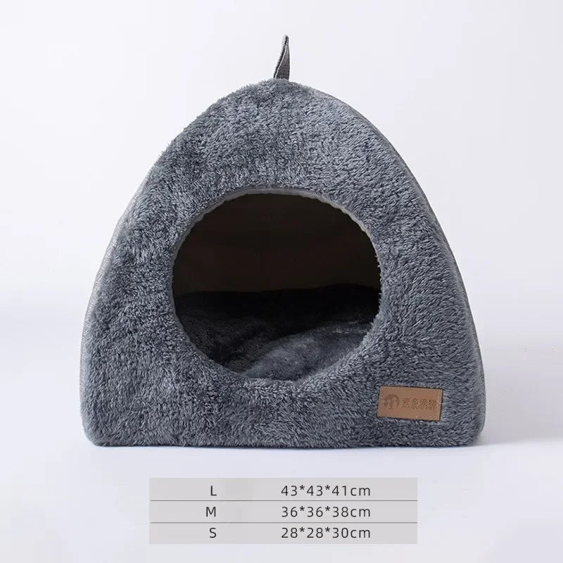 Heated Cat Bed, Self-Warming Triangle Cave | Cordless Winter Nest