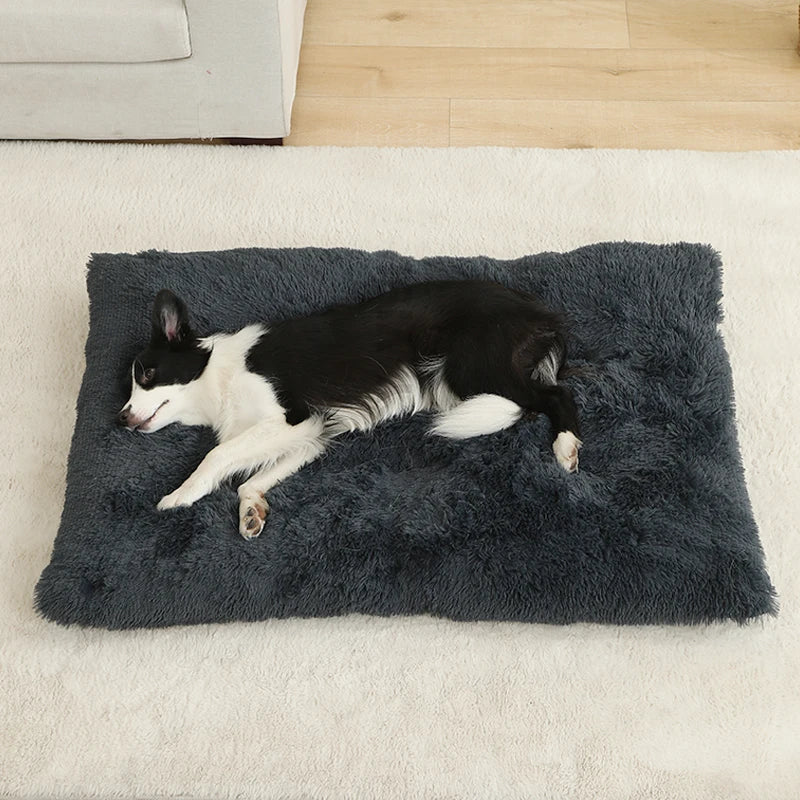 Orthopedic Plush Dog Bed | Soft Grey Sleeping Pet Sofa Mat