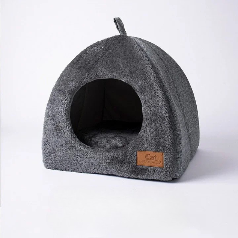 Heated Cat Bed, Self-Warming Triangle Cave | Cordless Winter Nest