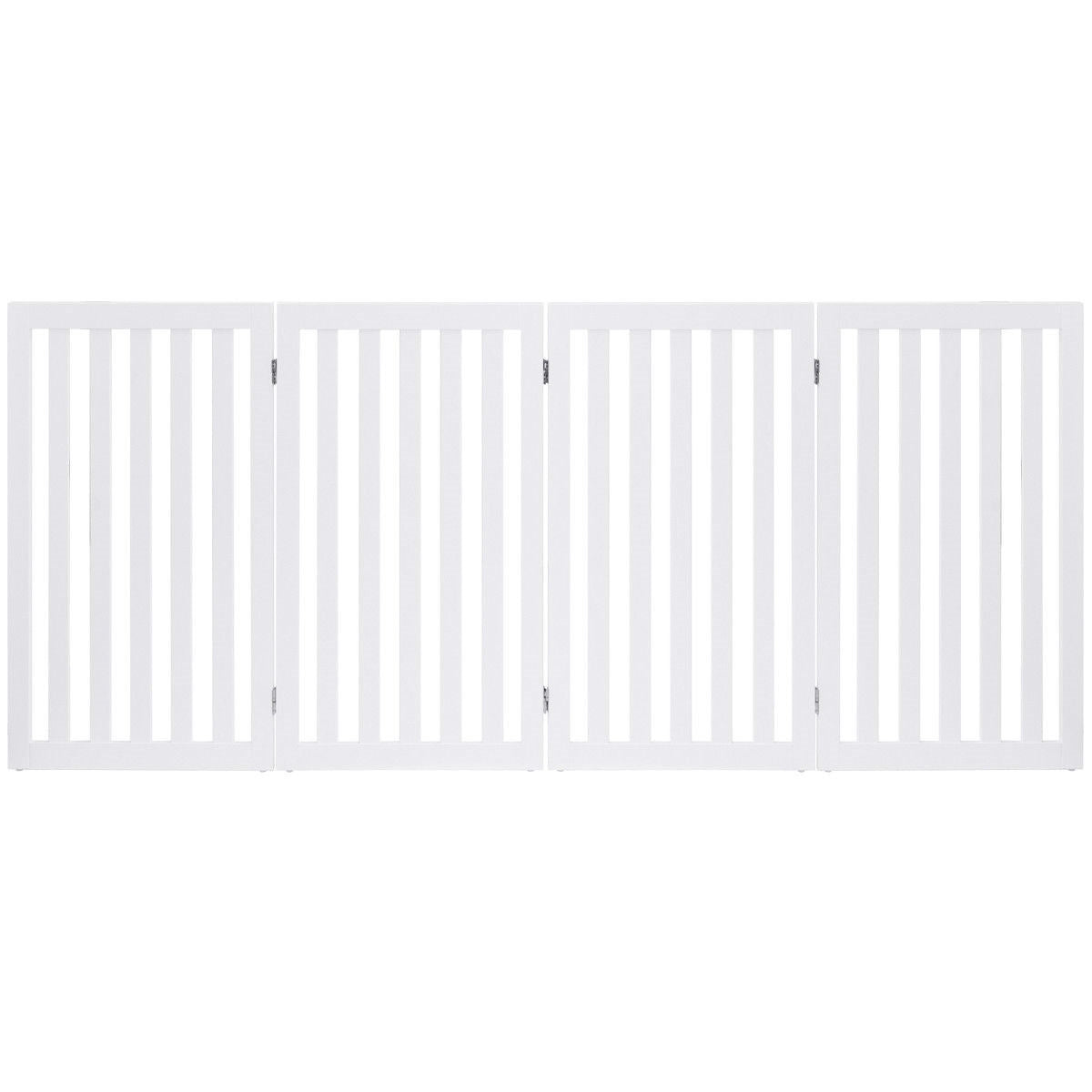 Tall 4-Panel Pet Gate | 35" High Wooden Dog Barrier (White)