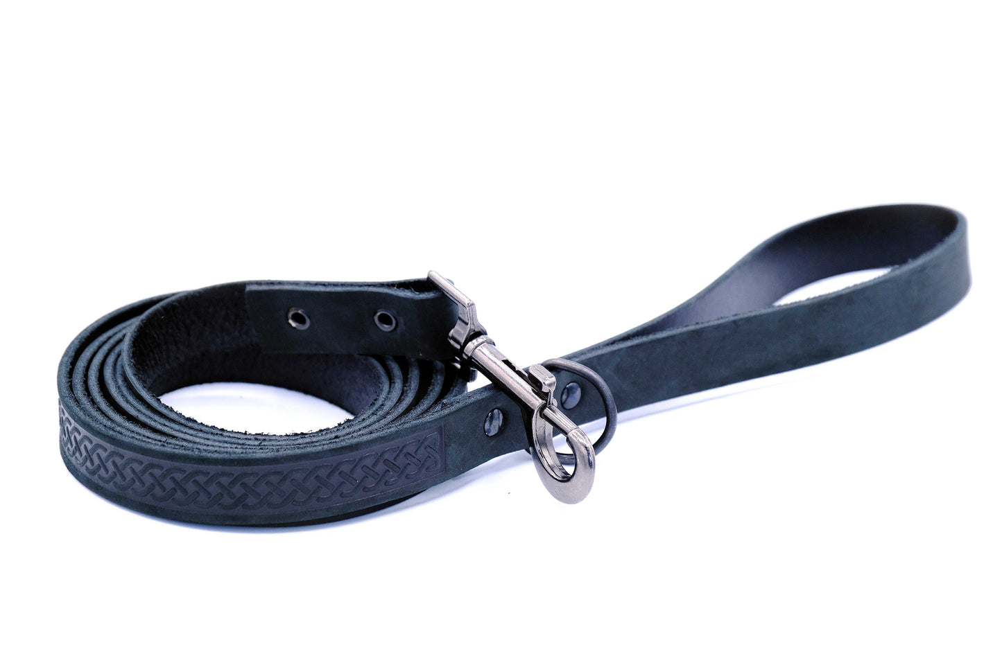 Celtic Sport Leather Dog Collar and Leash Set