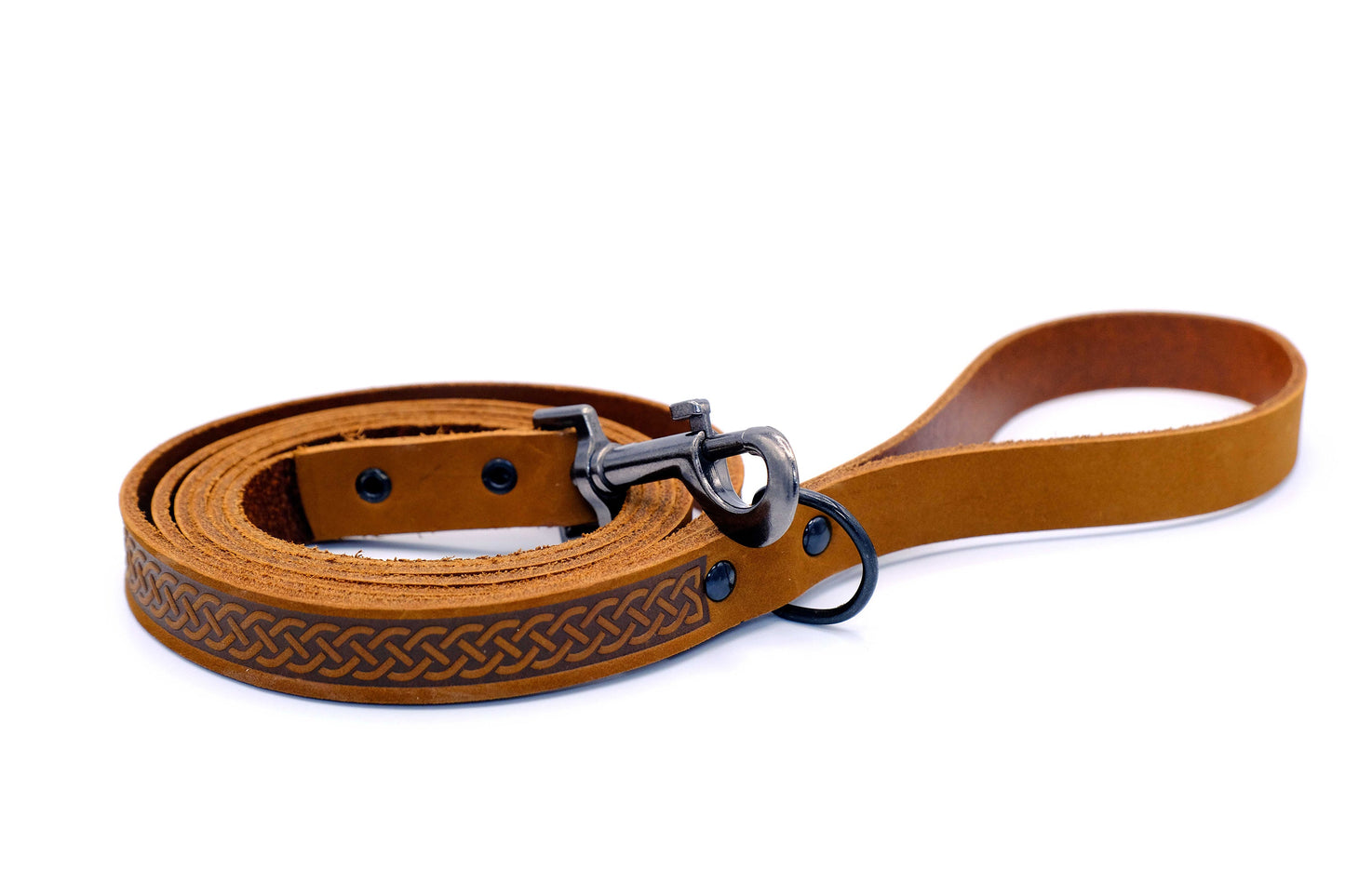 Celtic Sport Leather Dog Collar and Leash Set