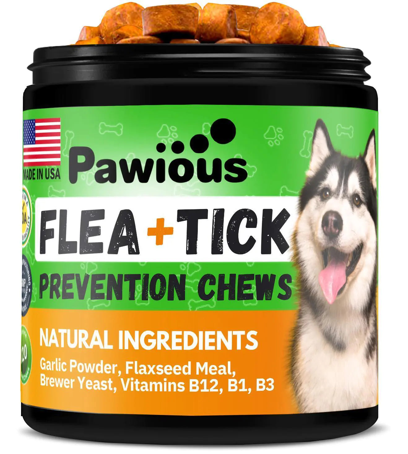 Natural Flea and Tick Prevention for Dogs: Daily Parasite Control Chews | 120 Count