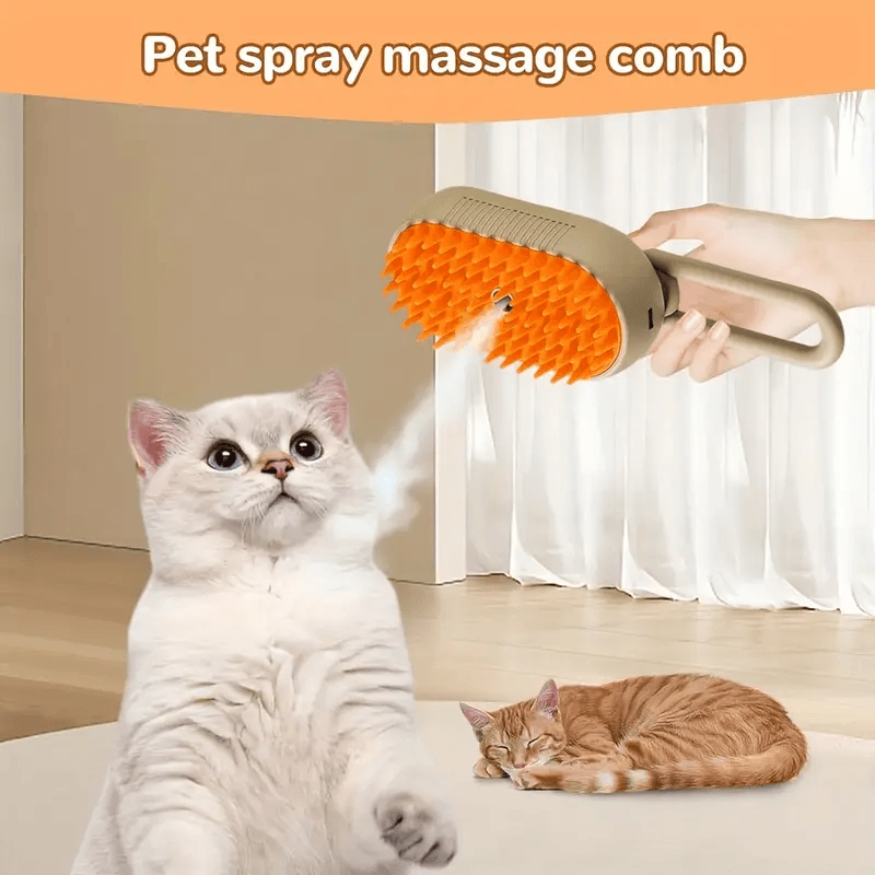 Steam Pet Brush for Dogs & Cats – 3-in-1 Electric Grooming Brush Hair