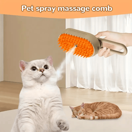 Steam Pet Brush for Dogs & Cats – 3-in-1 Electric Grooming Brush Hair