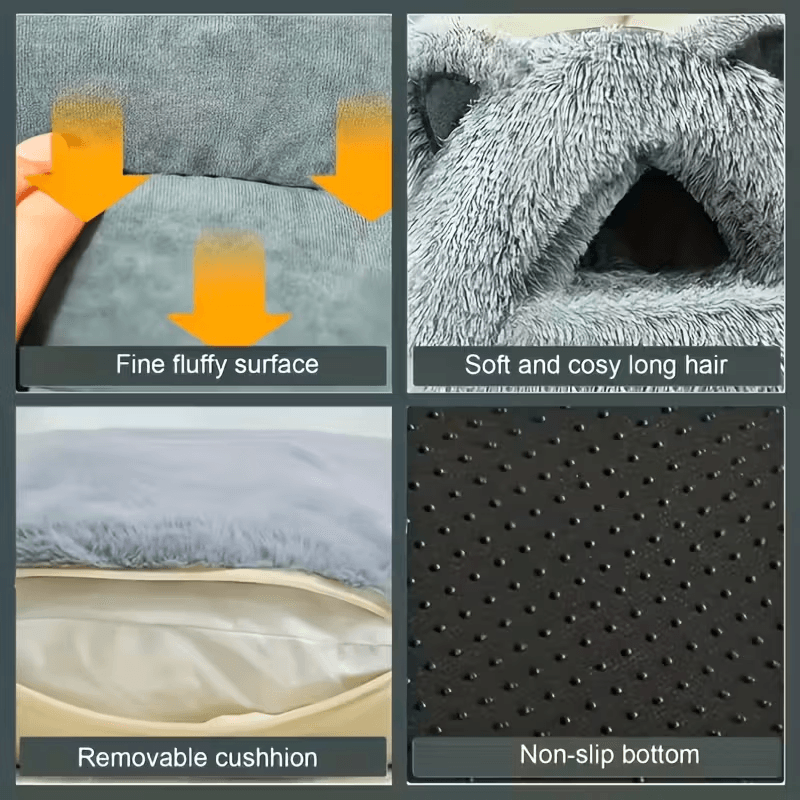 Winter Warm Cat Cave, Windproof Plush Pet Igloo | Thermal Insulation