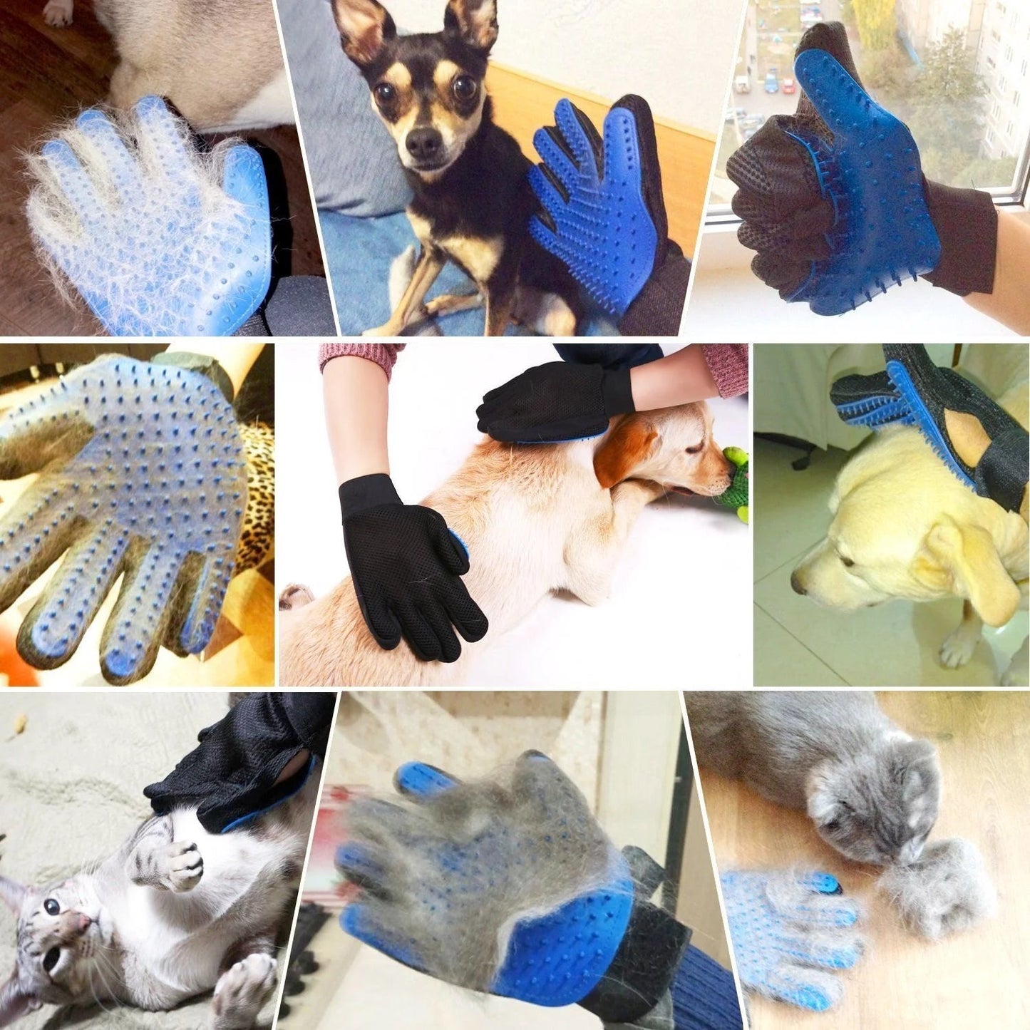 Deshedding Pet Grooming Gloves | Dog Hair Shedder Remover