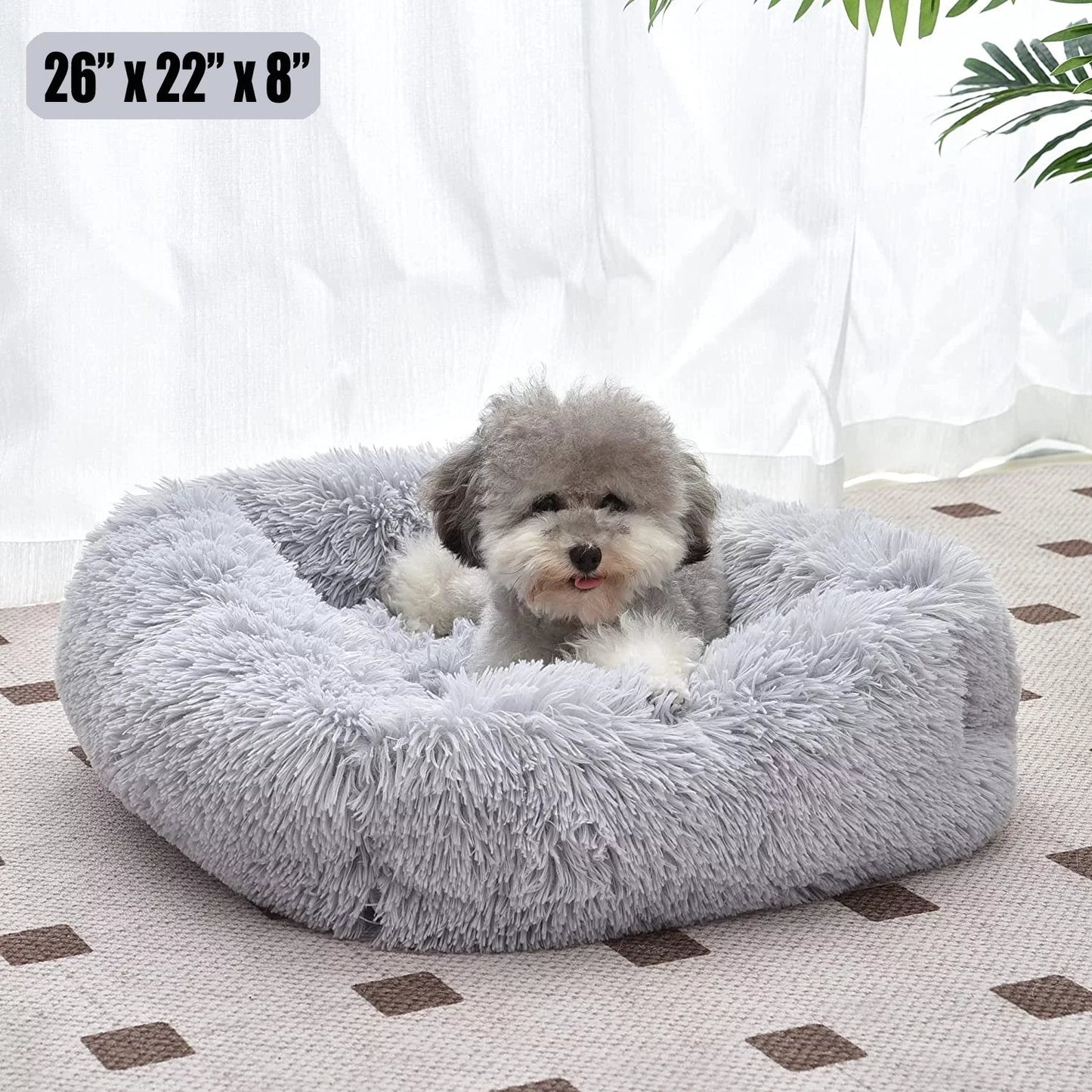 Plush Cat Bed for Indoor Cats & Small Dogs | 26" Washable Cushion