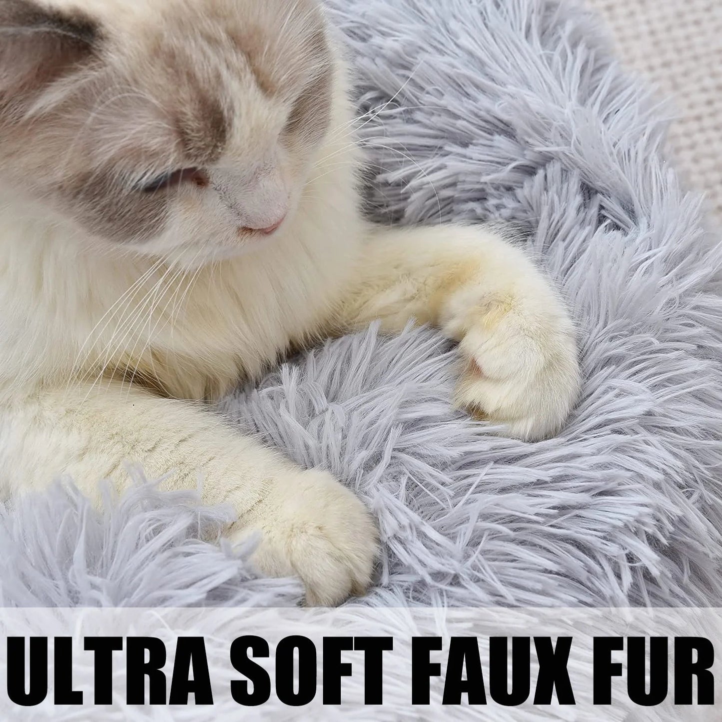 Plush Cat Bed for Indoor Cats & Small Dogs | 26" Washable Cushion