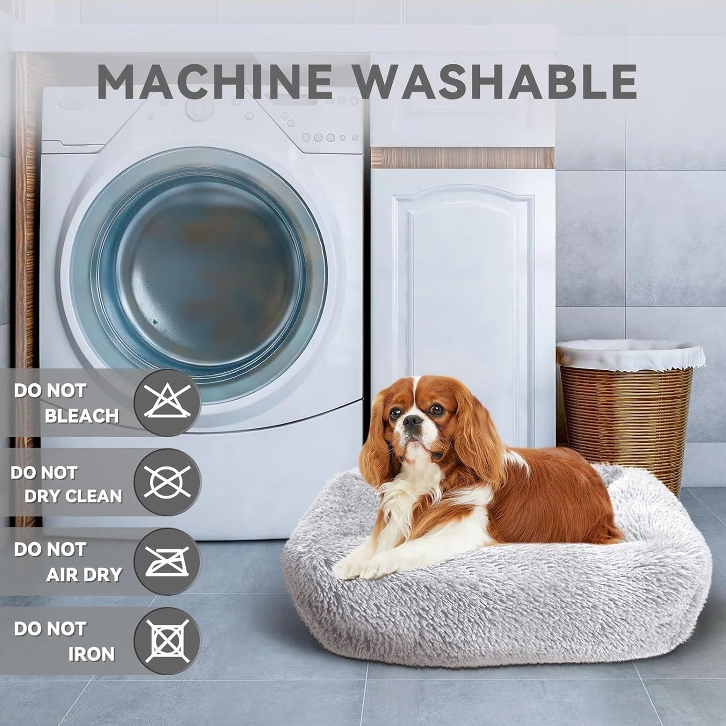 Plush Cat Bed for Indoor Cats & Small Dogs | 26" Washable Cushion