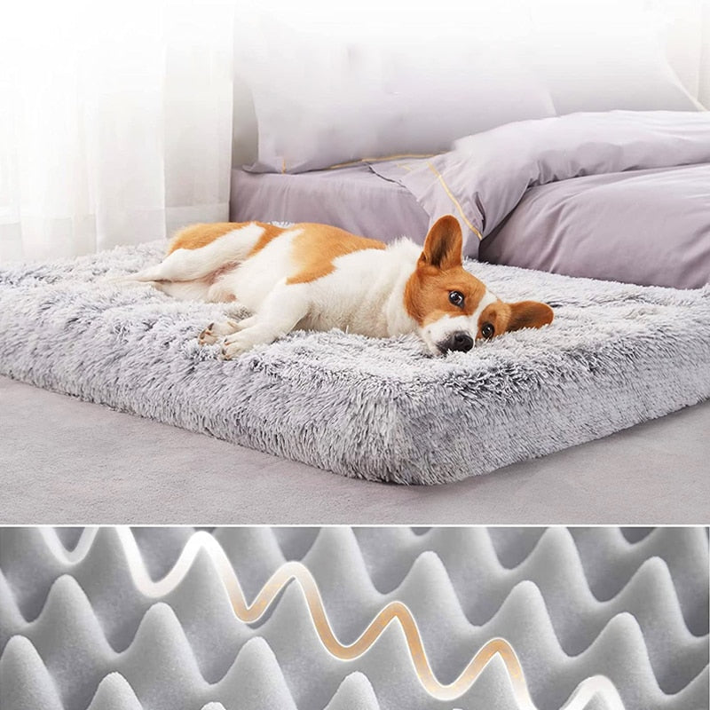 Gray Washable Dog Bed | Plush Pet Mat | Removable Cover