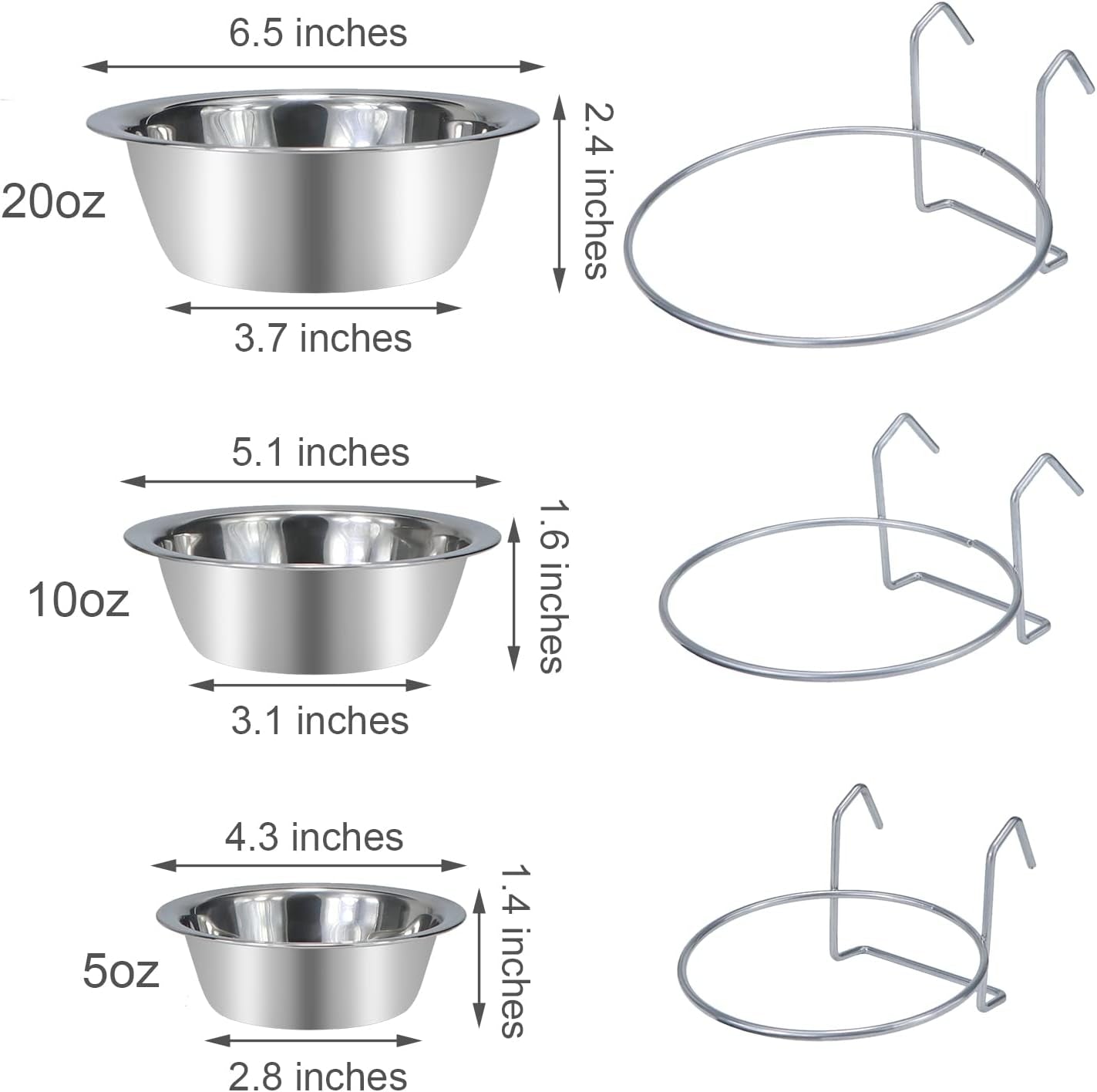 Stainless Steel Crate Water Bowl For Small Dogs - Hanging