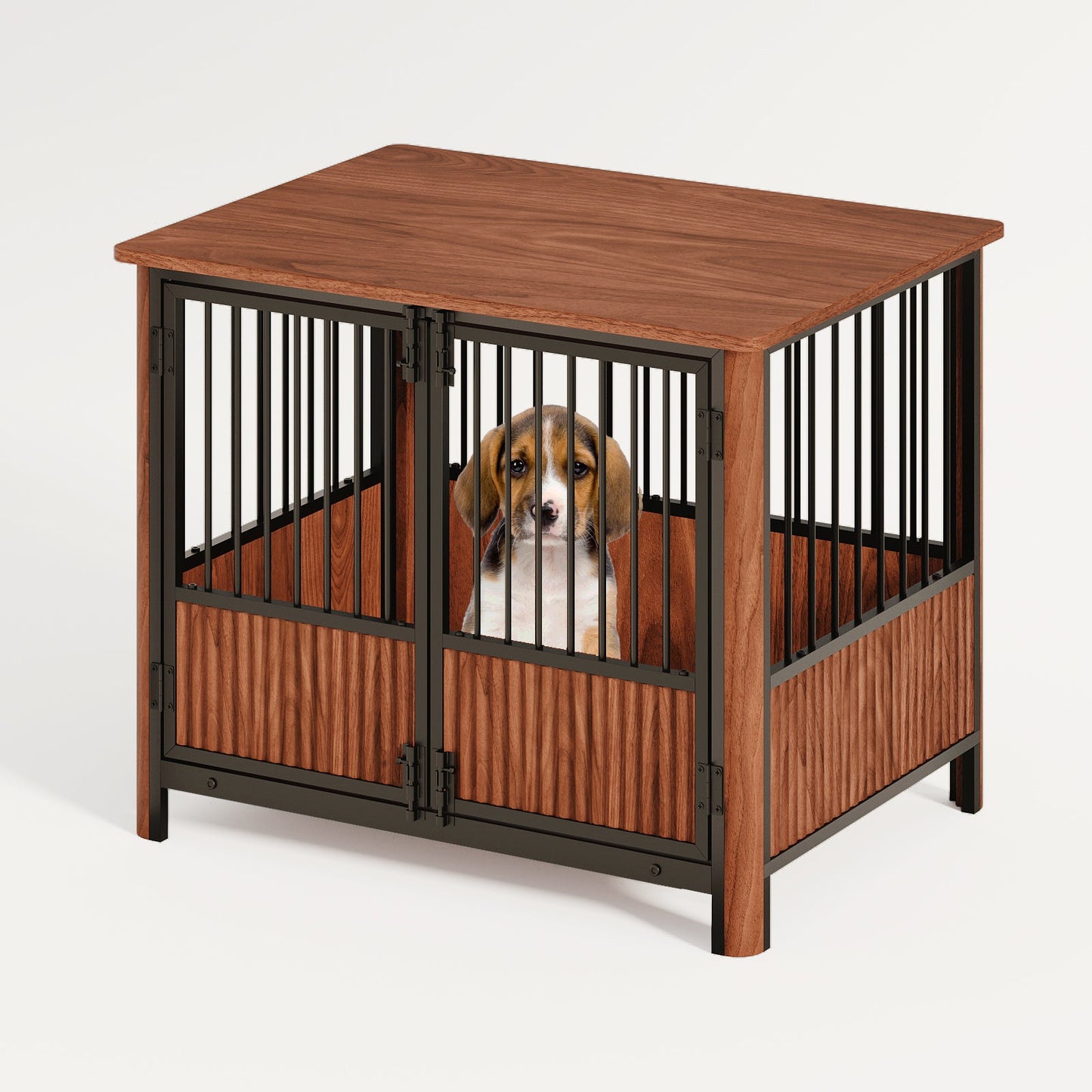 Furniture Style Dog Crate End Table | Modern Walnut Kennel for Small Dogs