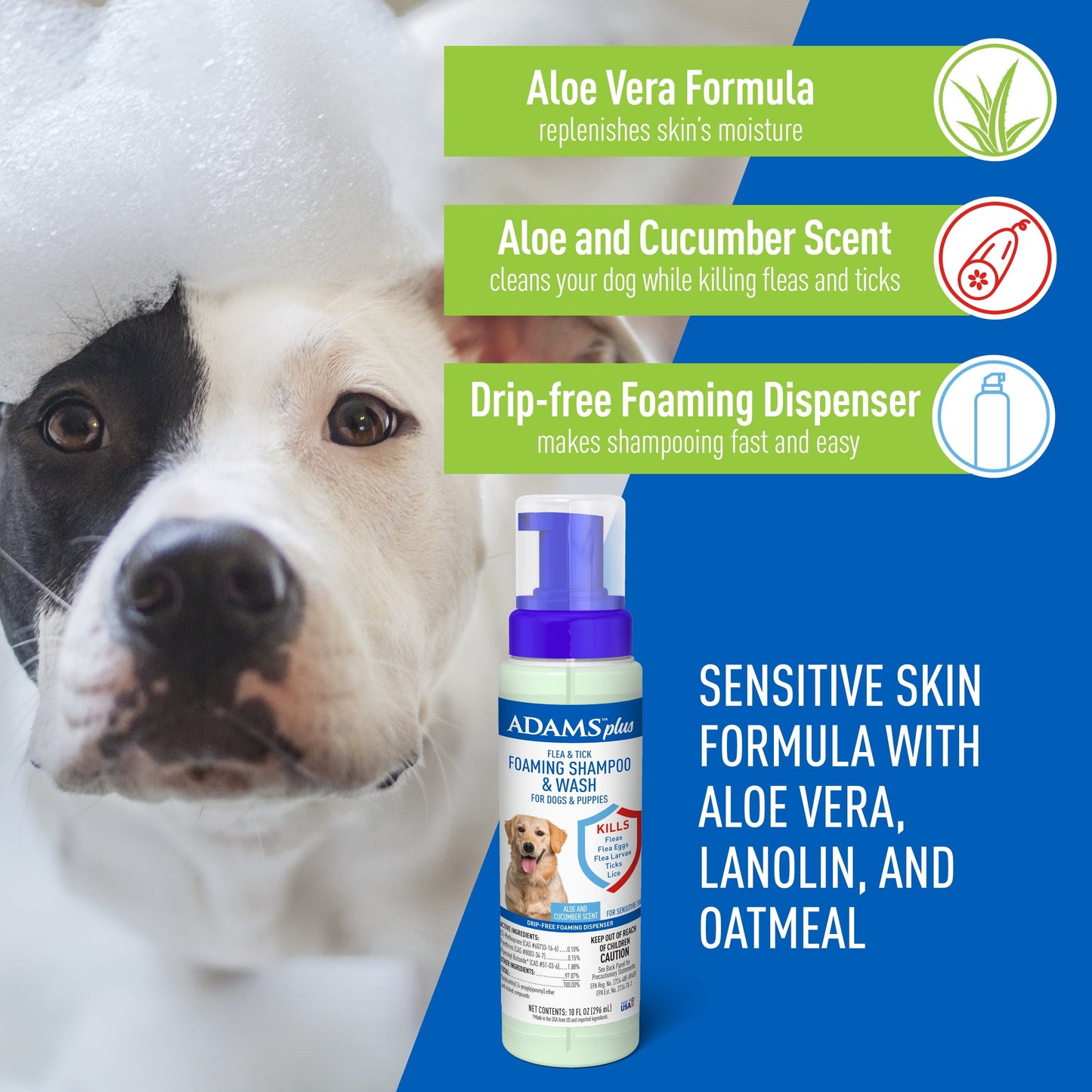 Flea and Tick Foaming Shampoo for Dogs 2-Pack