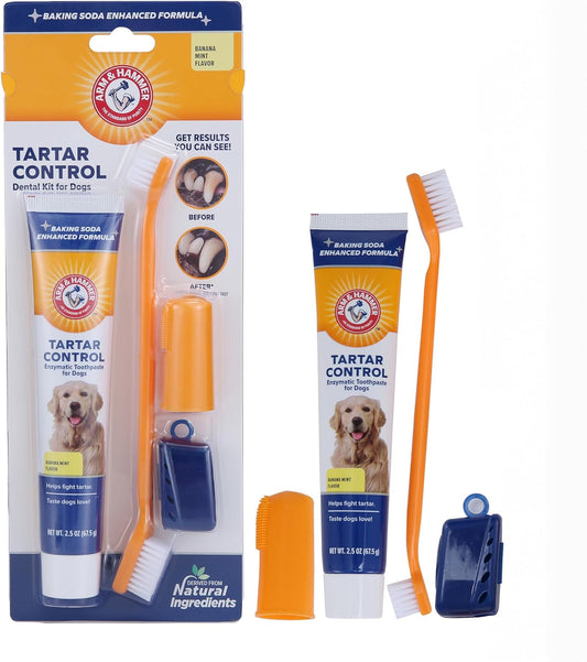 Arm and Hammer Tartar Control Kit for Dogs – Toothpaste and Dog Brush Set