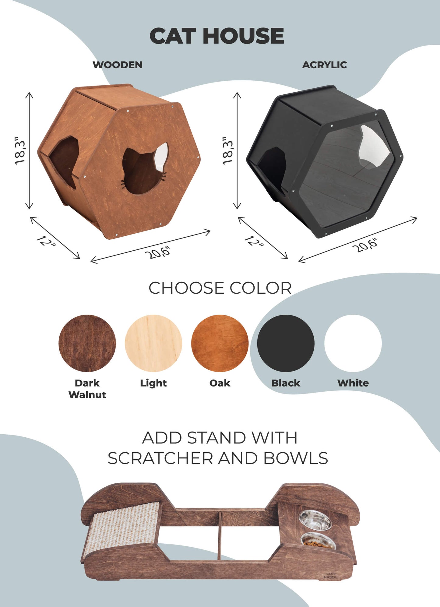 Wall Mounted Cat Bed, Hexagon Cat Shelf | Modern Floating Pet House