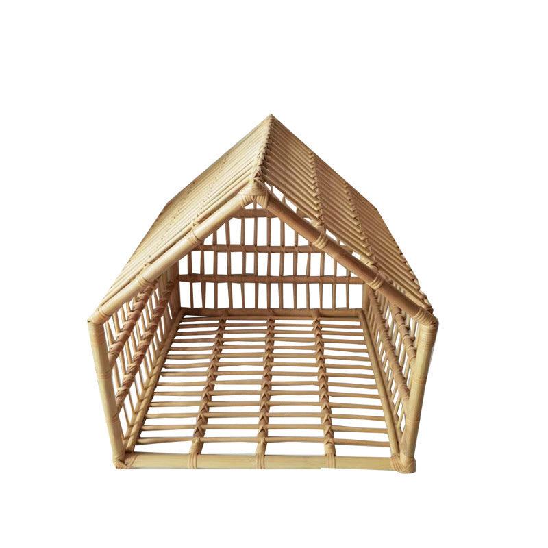 Dog Cave Bed: Cozy Rattan Sanctuary for Small Pets