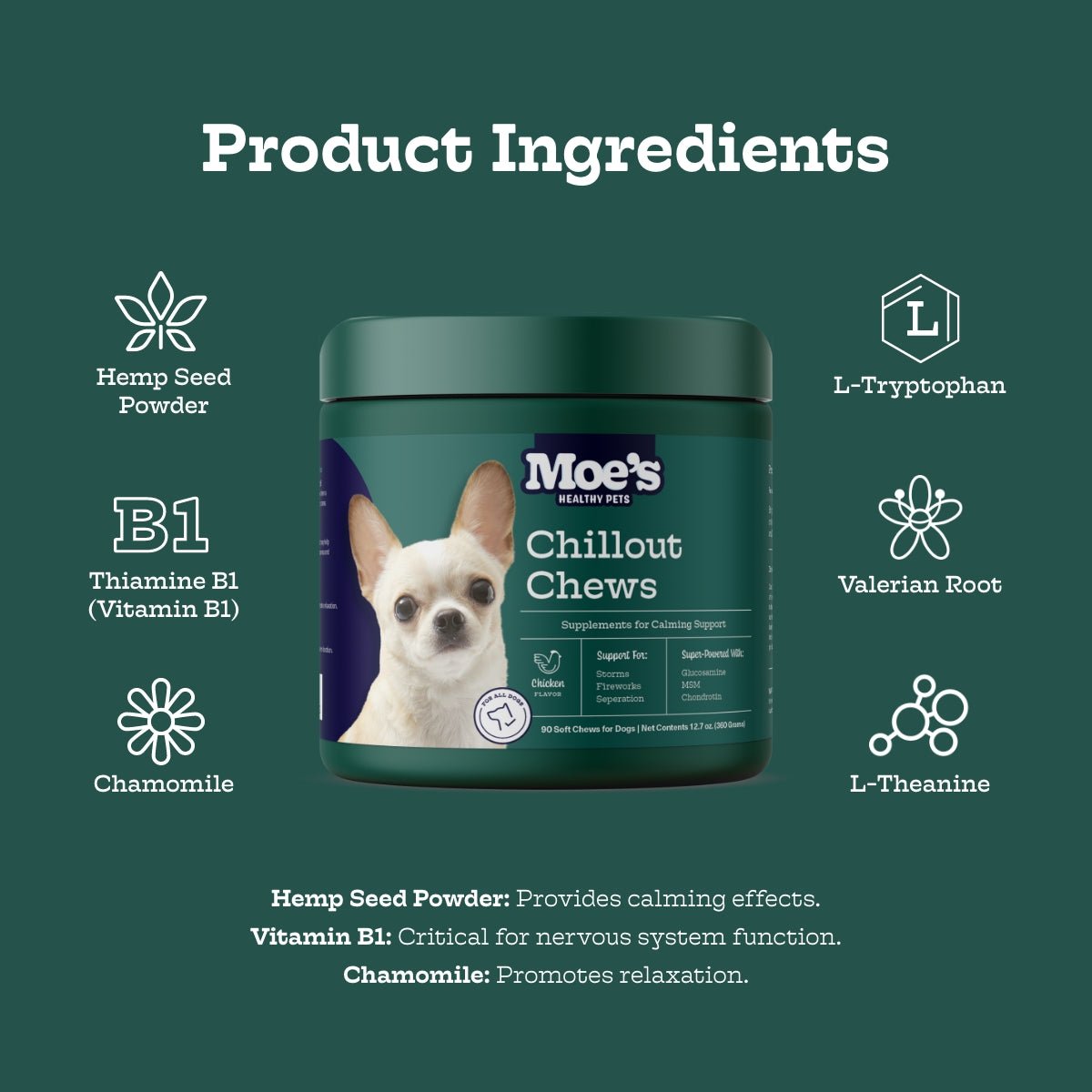 Chillout Chews for Dogs – Natural Relaxation Support for Thunderstorms & Anxiety