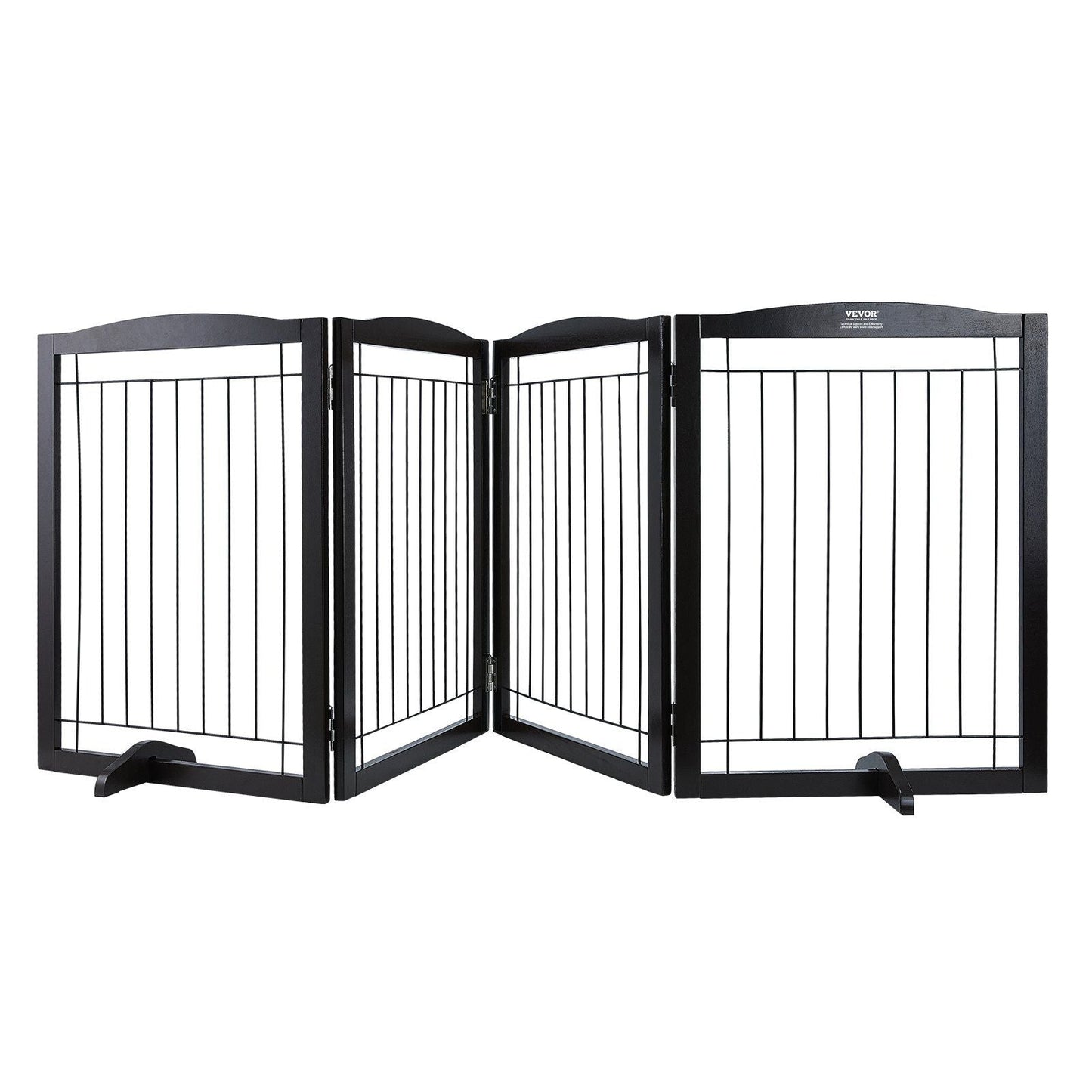 Freestanding Dog Gate 32" H x 96.5" W, 4-Panel Foldable Indoor, Brown